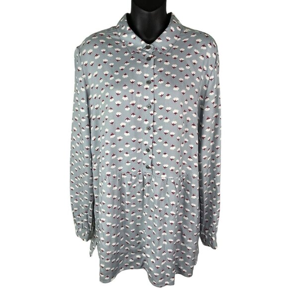 Coquette Boden Floral Long Sleeve Button Front Tunic Mini Dress Women’s 10 Gray - Picture 1 of 11